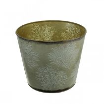 Artikel Plantekrukke, efterårsdekoration, metalkar med blade gylden Ø25,5cm H22cm