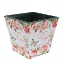 Plantekasse vintage, dekorativ potte, plantekasse roser H13cm B13,5cm