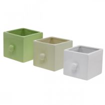 Artikel Keramisk plantekasse, skuffe til beplantning, firkantet, 12×10,5×9,5cm 3 stk.