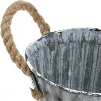 Artikel Plantekrukke med hanke, metal cachepotte, dekorativ potte til udplantning Ø14,5cm