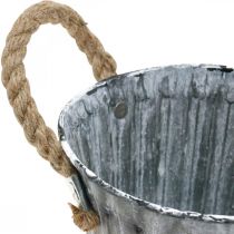 Artikel Plantepotte med hanke, metalbeholder, cachepot antik look Ø12cm