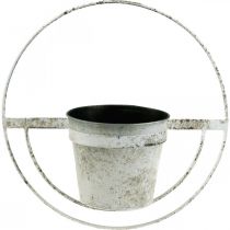 Artikel Urtepotte shabby chic vægdekoration hvid metal med ophæng Ø37cm