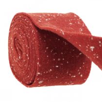 Filttape rød med prikker, dekorative tape, pottetape, uldfilt rustrød, hvid 15cm 5m