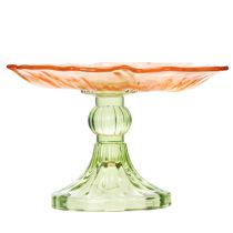 Artikel Dekorativ glastallerken med fod, blomsterdesign til stilfuld borddekoration og sommerdekoration, 15 cm