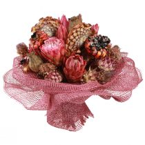 Artikel Tørrede blomsterblanding pink protea artiskokvalmue 38cm 580g