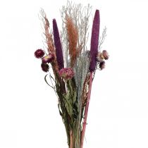 Artikel Tørrede blomster Buket af lyserøde engblomster og korn 70-75 cm