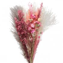 Buket tørrede blomster pink hvid phalaris masterwort 80cm 160g