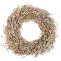 Tørkrans havre phalaris krans naturlig pink Ø44cm