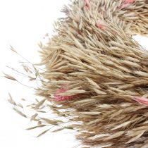 Tørkrans havre phalaris krans naturlig pink Ø44cm