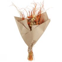 Artikel Dekorativ tørret buket "Tidsel & Røllike" Orange-Naturlig i Bleget, 55 cm, 150 g - Landlig Stil