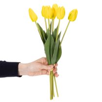 Artikel Kunstige tulipanblomster til realistisk forårsdekoration i stuen eller på kontoret, 40 cm, 7 stk.