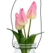 Tulipan i en lyserosa H22,5 cm 1p