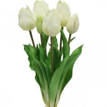 Kunstige Tulipaner Hvid Creme Real Touch 38cm 7stk