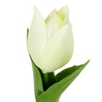 Forårsdekoration, kunstige tulipaner, silkeblomster, dekorative tulipaner grøn/creme 12 stk.