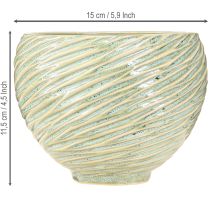 Artikel Plantekasse dekorativ skål keramik i grøn Ø15cm H11cm 2stk