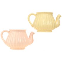 Artikel Plantekar keramik dekorativ tekande orange gul 19,5×13,5×11cm 2 stk.