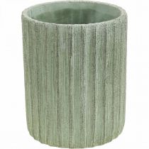 Plantekasse Keramisk Grøn Retro Stribet Ø13,5cm H17cm