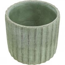 Plantekasse Keramisk Grøn Retro Stribet Ø16,5cm H14,5cm