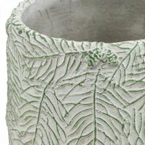 Plantekasse keramik grøn hvid grå fyrregrene Ø12cm H17,5cm