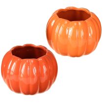Artikel Plantekasse keramik græskar orange assorteret Ø14cm H10cm 2 stk