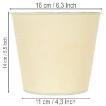 Artikel Metalplantekasse, pastelgul, Ø16 cm H14 cm
