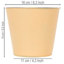 Artikel Metalplantekasse, pastel orange, Ø16 cm H14 cm