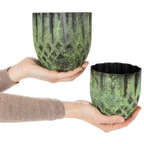 Artikel Vintage metal urtepotte, grøn, Ø14/12 cm, sæt med 2