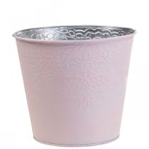 Plantekasse metal blomsterkasse pastel pink Ø16cm H14cm