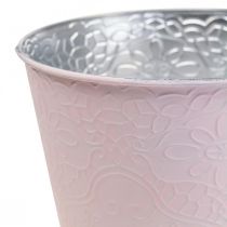 Plantekasse metal blomsterkasse pastel pink Ø20cm H16cm