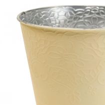 Plantekasse metal blomsterkasse pastelgul Ø13,5cm H12,5cm
