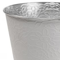 Plantekasse metal blomsterkasse pastel hvid Ø13,5cm H12,5cm