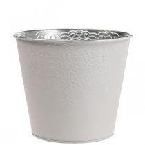 Plantekasse metal blomsterkasse pastel hvid Ø13,5cm H12,5cm