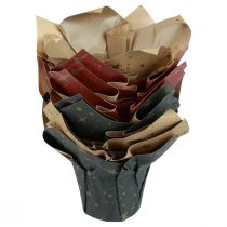 Artikel Plantekasse papir stjerner rød/antracit/naturlig Ø12cm H12cm 9stk