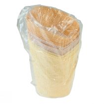 Artikel Plantekar papir vævet vanilje, orange, pink Ø7cm H13cm 12 stk