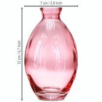 Artikel Løgvase, minivaser, tonet lyserødt glas, Ø7 cm, H12 cm, 6 stk.