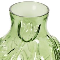 Artikel Glasvase med præget tulipandesign til indendørs dekoration, 22,5 cm