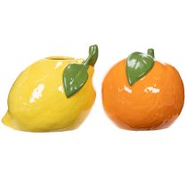 Artikel Citrusvase, appelsin og citron, som et ekstravagant boligtilbehør, sommerdekoration, 10 cm, 2 stk.