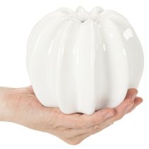 Artikel Græskar keramikvase, hvid, boligdekoration, 15 cm