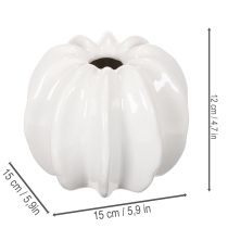 Artikel Græskar keramikvase, hvid, boligdekoration, 15 cm