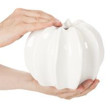 Artikel Græskarpyntvase, blank, efterårsdekoration til stuen, 19 cm