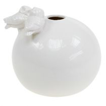 Vase med ugler Ø11,5 cm hvid