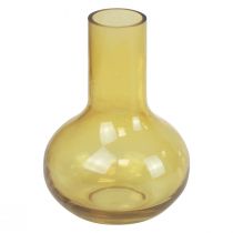 Vase gul glasvase løgformet blomstervase glas Ø10,5cm H15cm