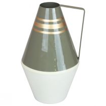 Vase metalhåndtag grå/creme/guld vintage Ø19cm H31cm