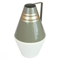 Artikel Nostalgisk metalvase med hank i vintage look - Creme/Grå/Guld Ø19cm H31cm