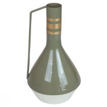 Artikel Vintage dekorativ metalkande med hank i grå og guld, Ø18 cm H33 cm, ideel til tørrede blomster og kunstige planter
