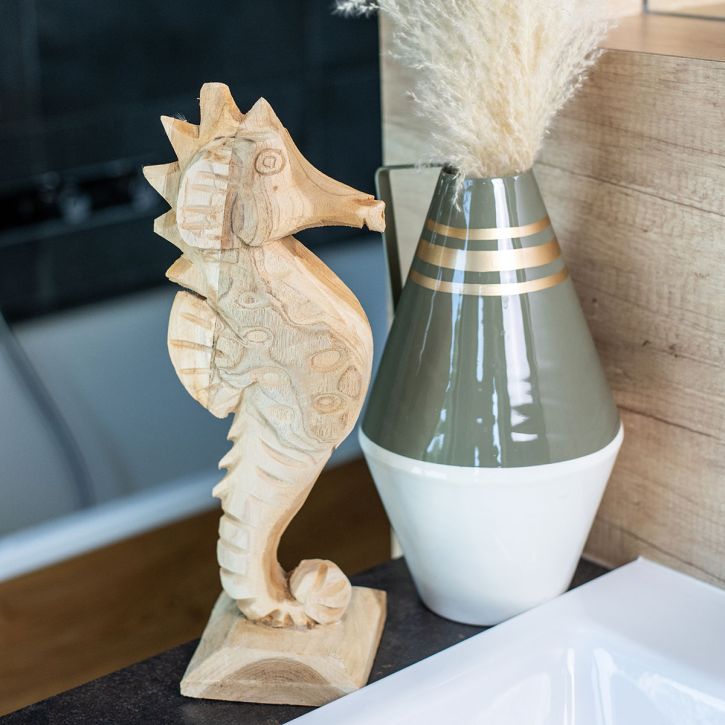 Vase metalhåndtag grå/creme/guld vintage Ø19cm H31cm