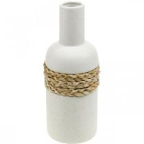 Blomstervase hvid keramik og søgræs vase borddekoration H22,5cm