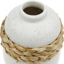 Artikel Blomstervase hvid keramik og søgræs vase sommerdekoration H17,5cm