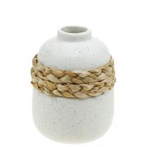 Artikel Blomstervase hvid keramik og søgræs Lille bordvase H10,5cm