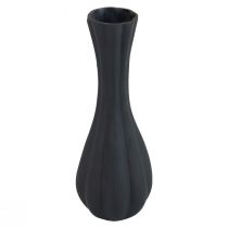 Vase sort glas vase riller blomstervase glas Ø6cm H18cm